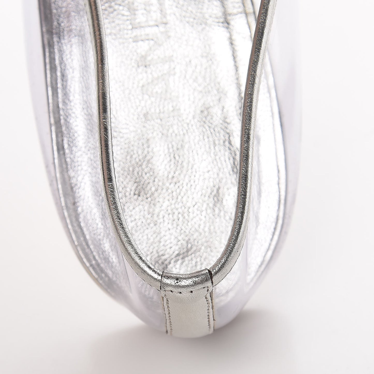 PVC Metallic Calfskin CC Cap Toe Ballet Flats 40.5 Silver