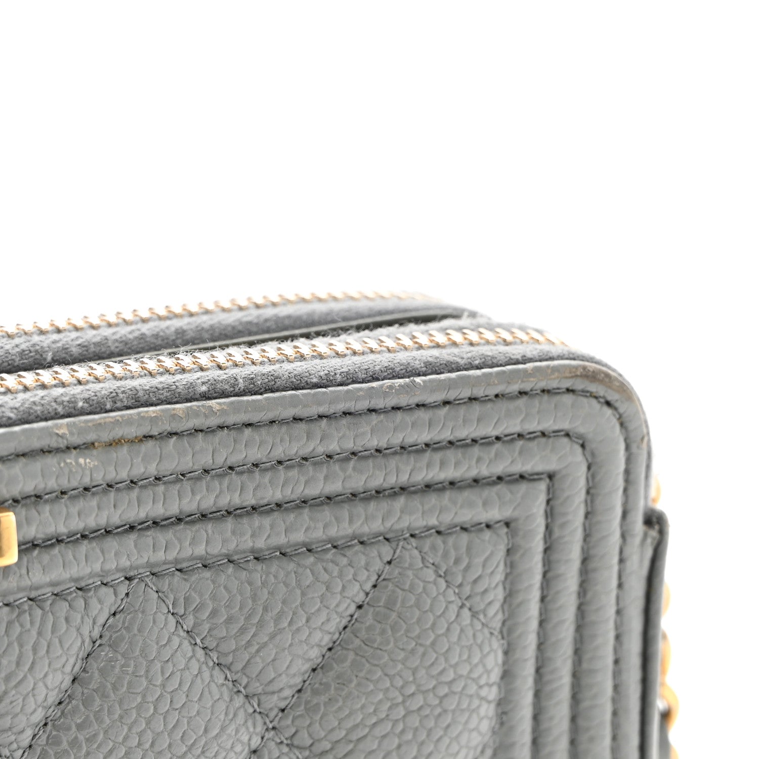 Chanel Caviar Quilted Small Boy Clutch With Chain Grey 15 of 18