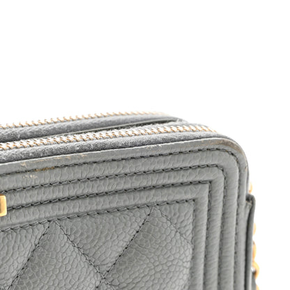 Chanel Caviar Quilted Small Boy Clutch With Chain Grey 15 of 18