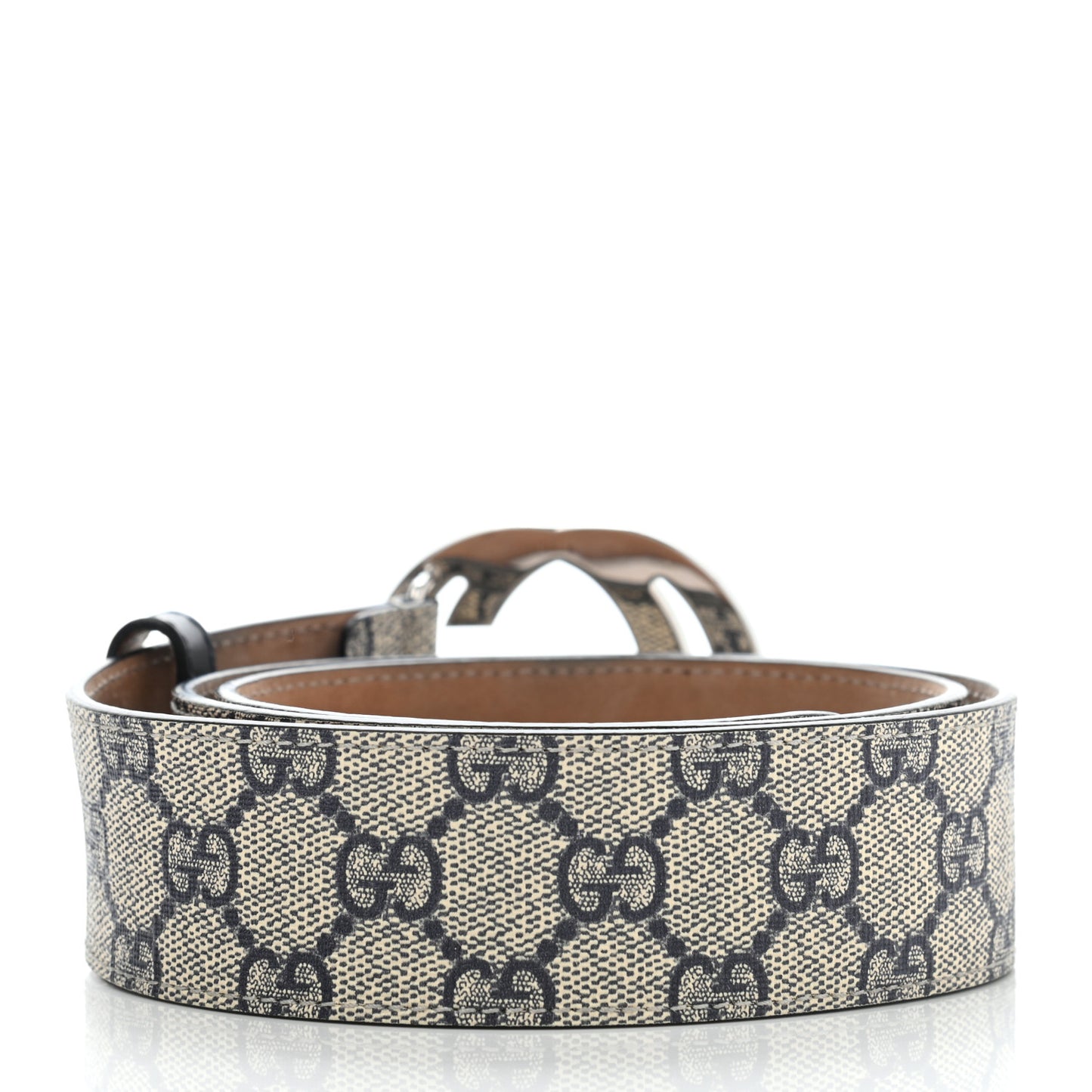 GG Supreme Monogram Selleria Calfskin Interlocking G 40mm Belt 85 34 Beige Ebony Blue