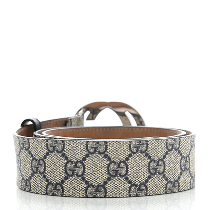 Gucci GG Supreme Monogram Selleria Calfskin Interlocking G 40mm Belt 85 34 Beige Ebony Blue 2 of 7