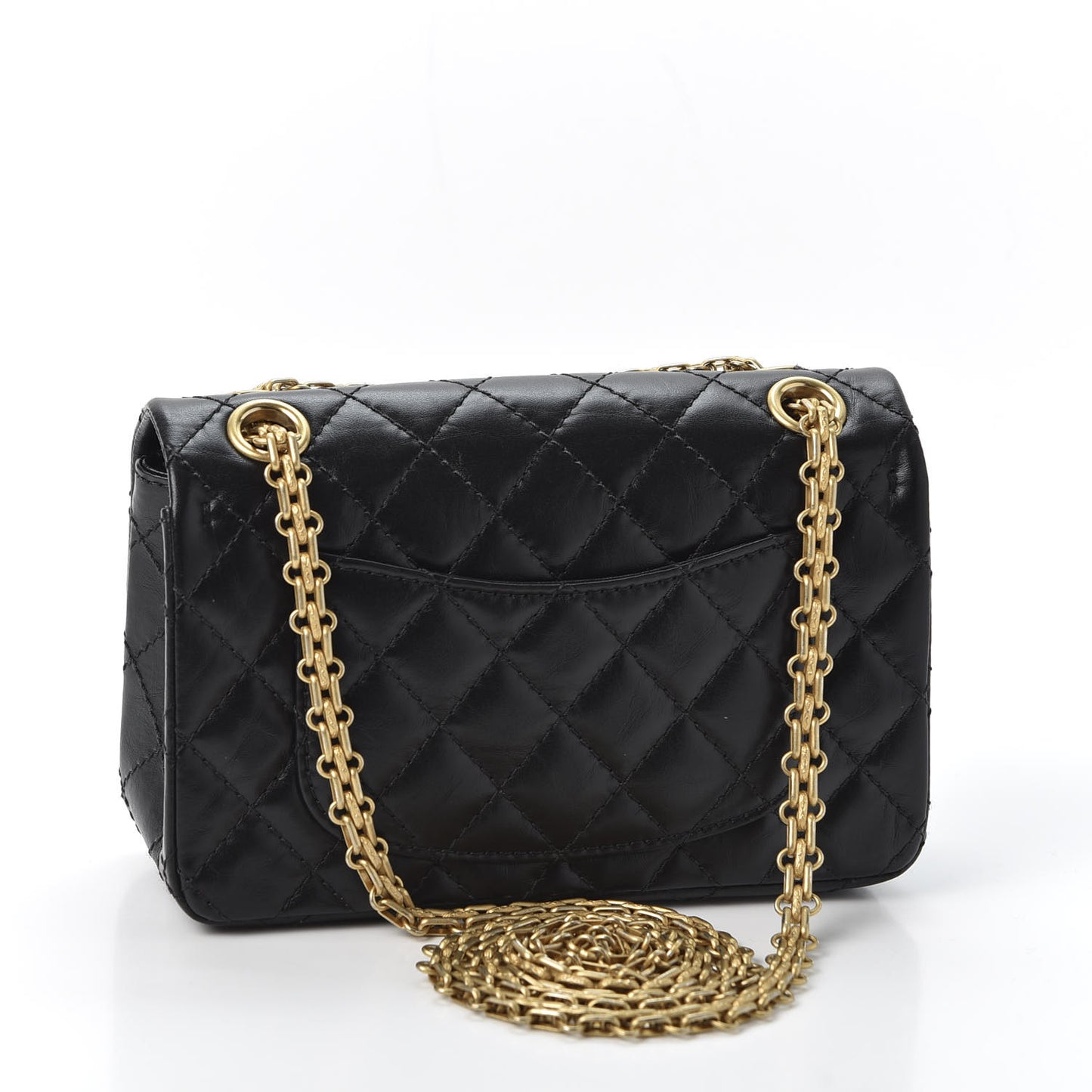 Aged Calfskin Quilted 2.55 Reissue Mini Flap Black