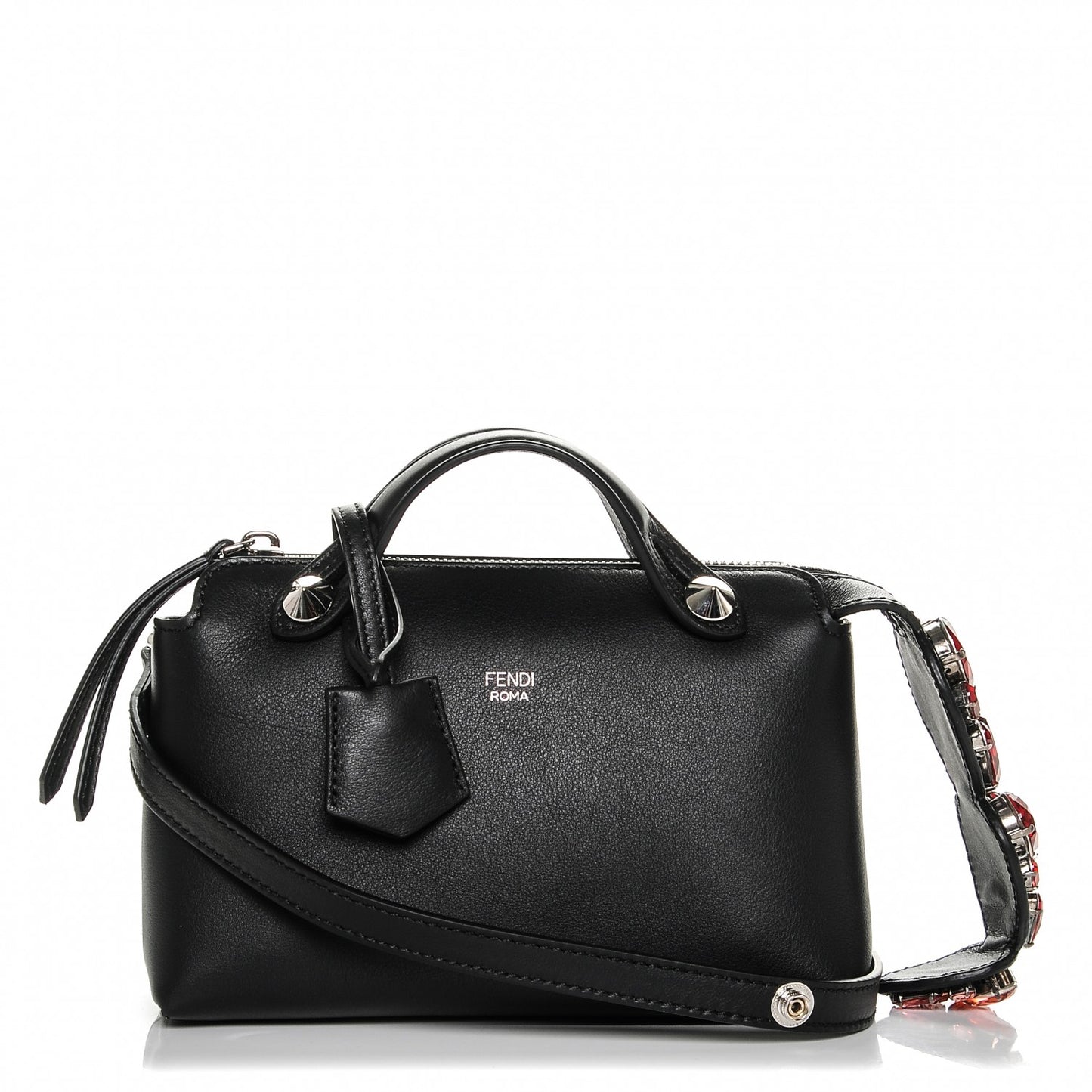 Vitello Dolce Crystal Heart Croc Tail Mini By The Way Boston Bag Black Rosso