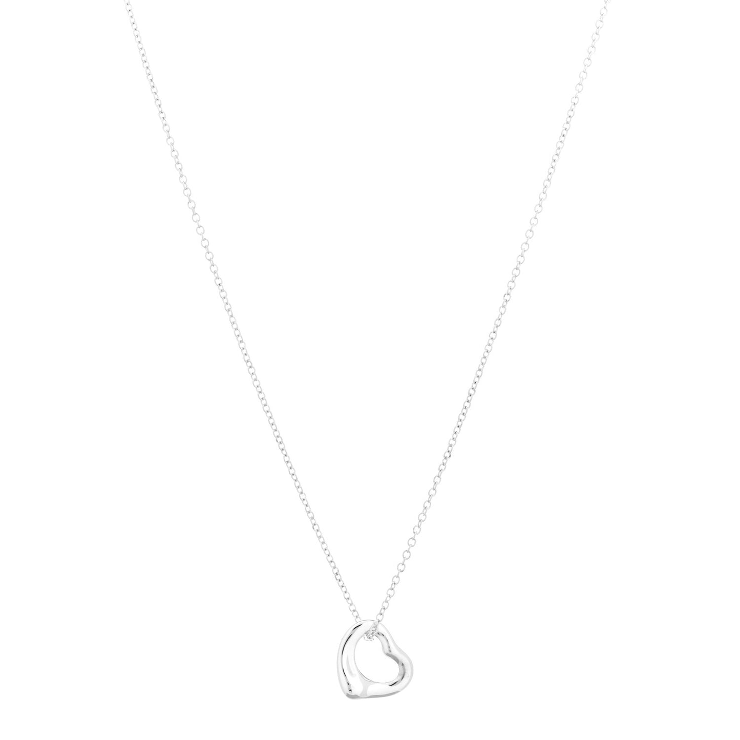 Sterling Silver 11mm Elsa Peretti Open Heart Pendant Necklace