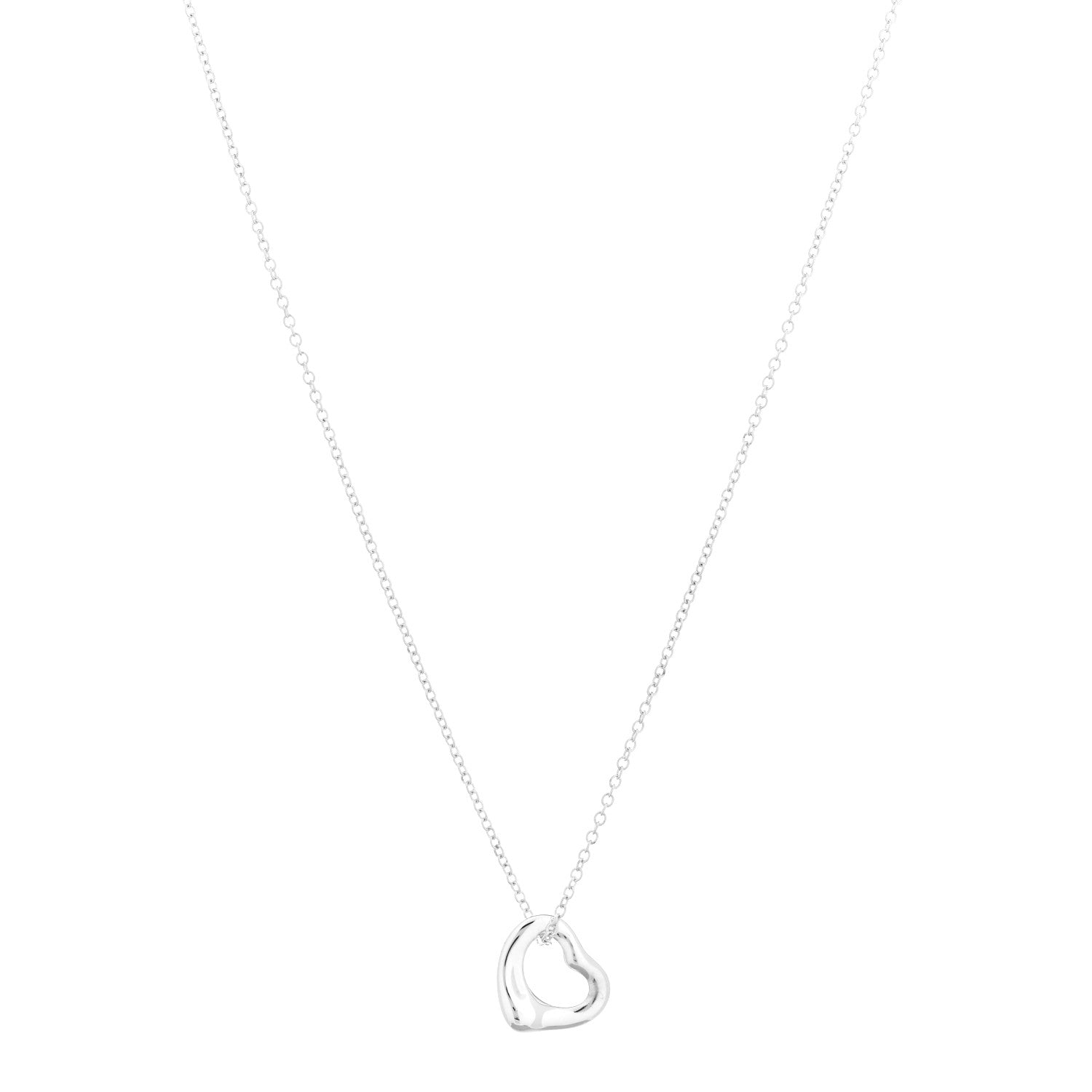 Tiffany Sterling Silver 11mm Elsa Peretti Open Heart Pendant Necklace 1 of 6