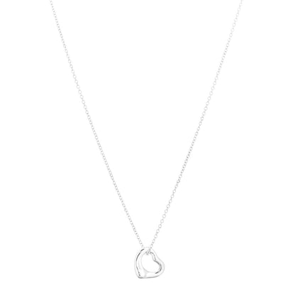 Tiffany Sterling Silver 11mm Elsa Peretti Open Heart Pendant Necklace 1 of 6