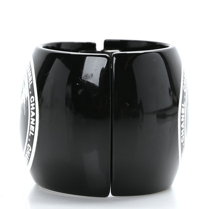 Chanel Resin CC Cuff Vinyl Record Black White 4 of 5