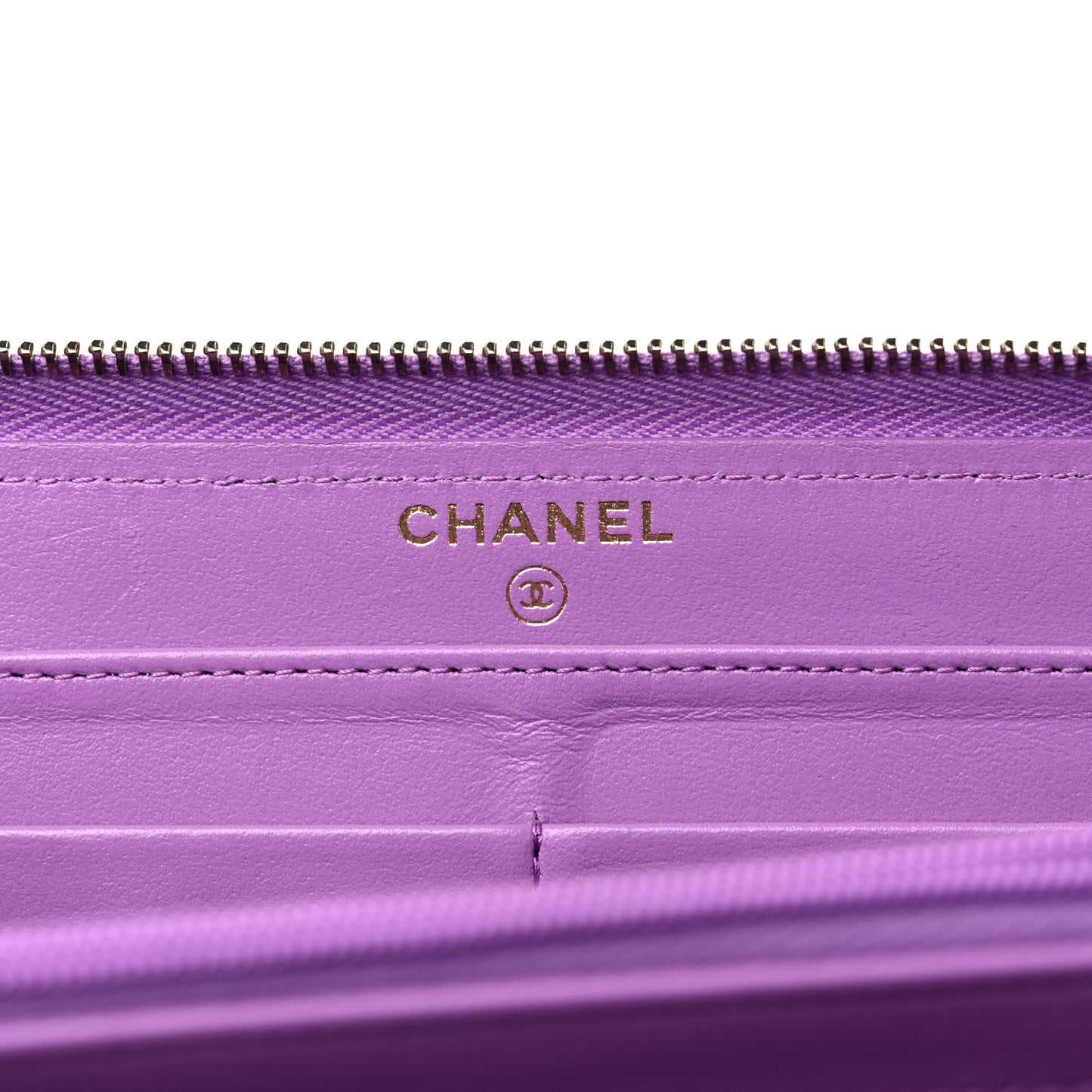 Caviar Quilted Large Gusset Zip Around Wallet Purple