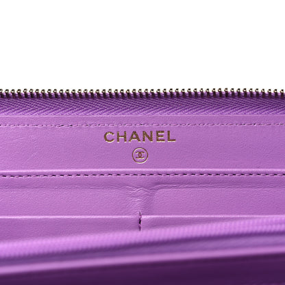 Chanel Caviar Quilted Large Gusset Zip Around Wallet Purple 6 of 14