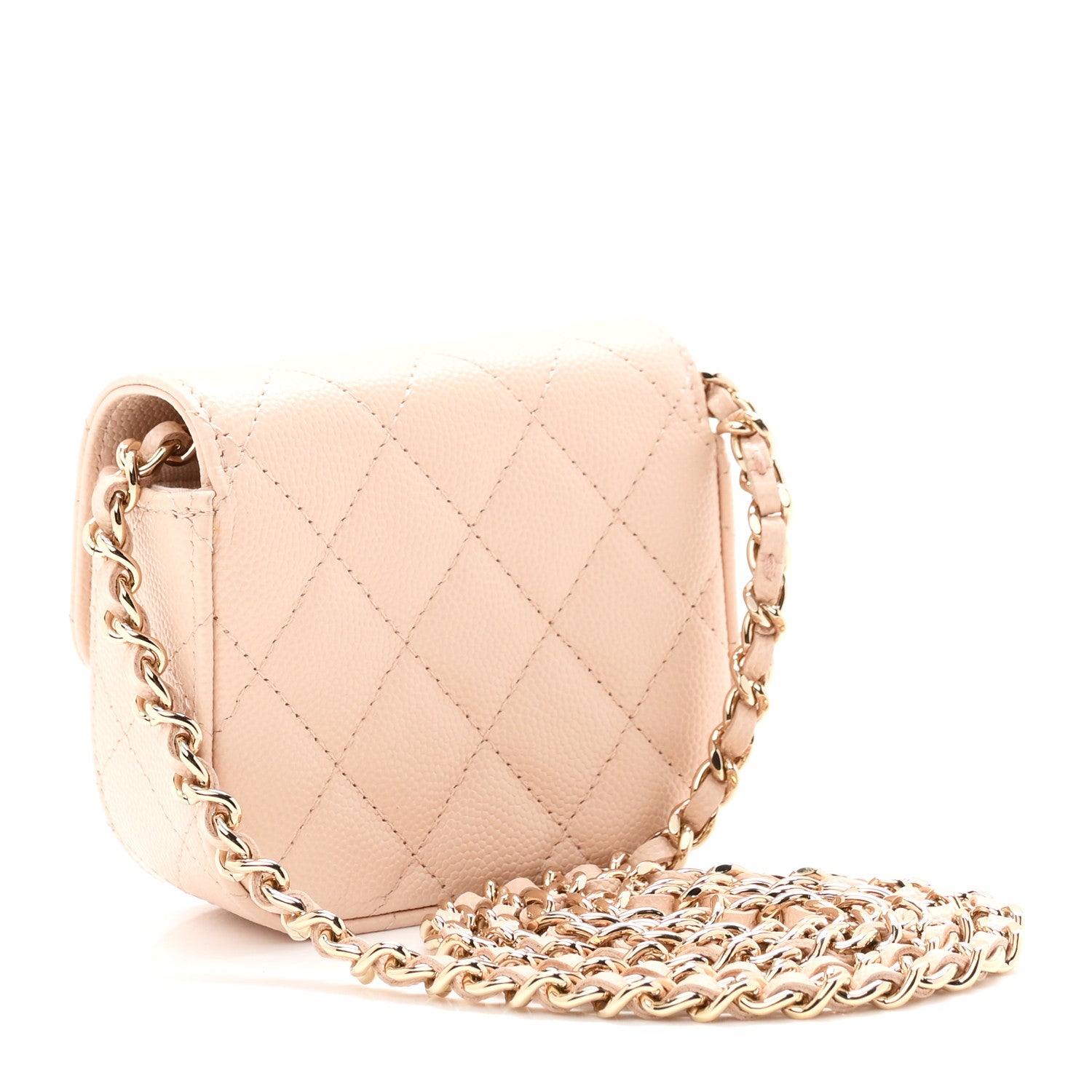 Chanel Caviar Quilted Mini Clutch With Chain Light Beige 3 of 12