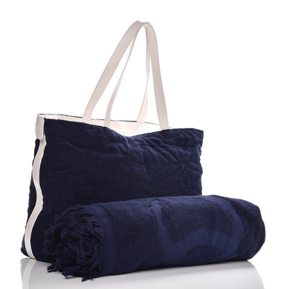 Chanel Terry Cotton CC Beach Tote Towel Set Blue 4 of 16