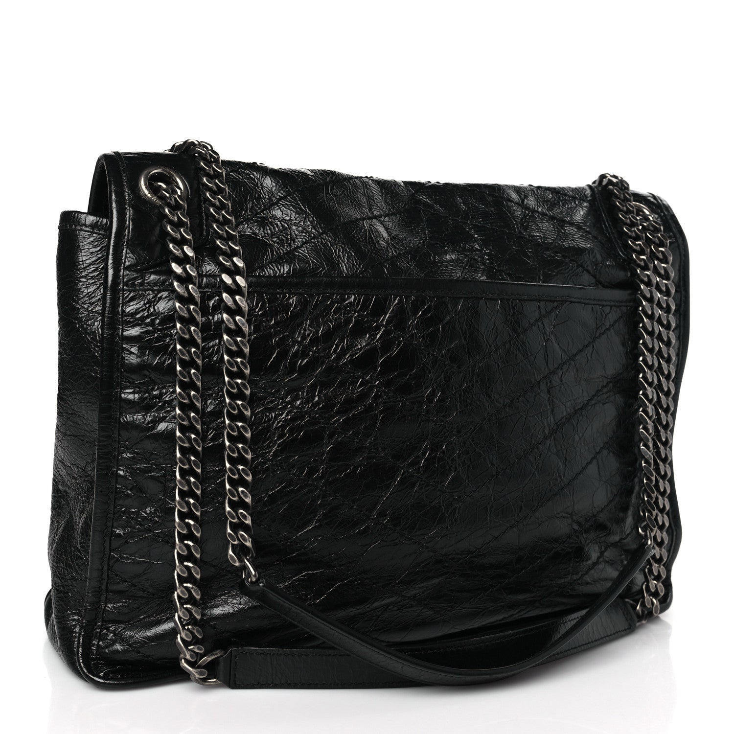 Saint Laurent Crinkled Calfskin Matelasse Monogram Large Niki Chain Satchel Black 3 of 9