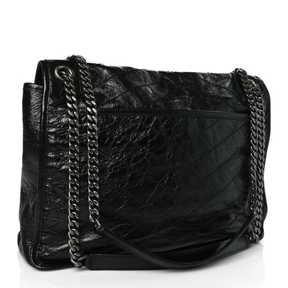 Saint Laurent Crinkled Calfskin Matelasse Monogram Large Niki Chain Satchel Black 3 of 9