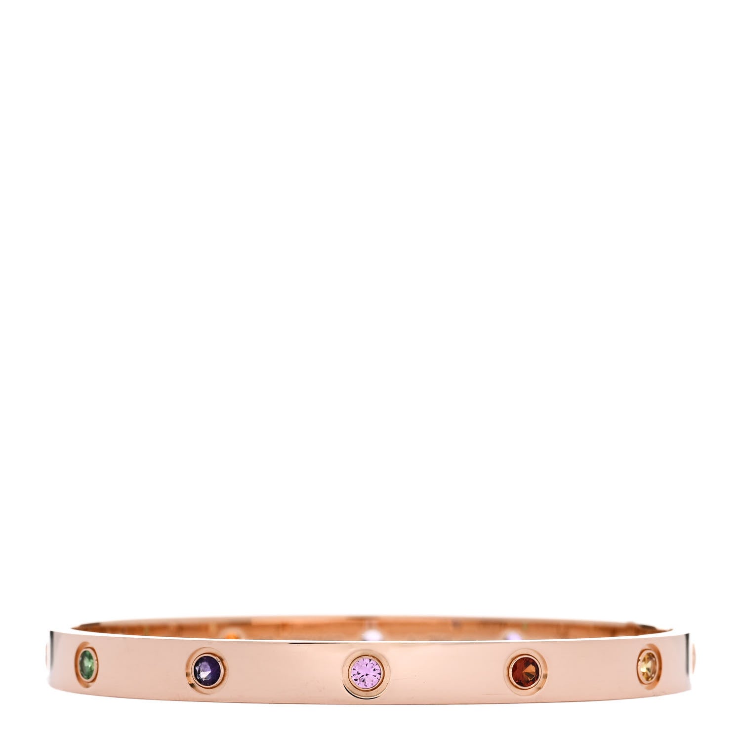 Cartier 18K Pink Gold Sapphire Garnet Amethyst LOVE Bracelet 18 1 of 9