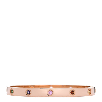 Cartier 18K Pink Gold Sapphire Garnet Amethyst LOVE Bracelet 18 1 of 9