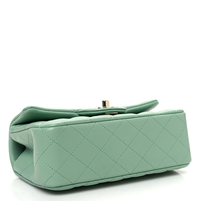 Chanel Lambskin Quilted Mini Top Handle Rectangular Flap Light Green 4 of 10