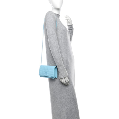 Burberry Lambskin Quilted Lola Clutch On Chain Cool Sky Blue 2 of 10