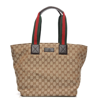 Gucci GG Monogram Large Web Handle Bucket Tote Dark Brown 1 of 7