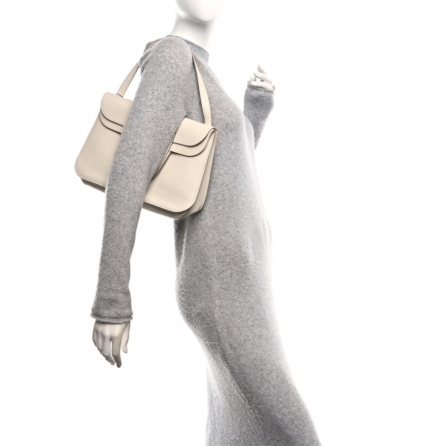 Hermes Taurillon Clemence Halzan 31 GM Craie 2 of 9