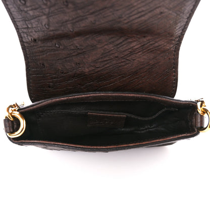 Gucci Ostrich Small 1973 Chain Shoulder Bag Dark Brown 5 of 11