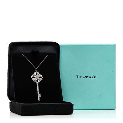 Tiffany Platinum 18K Rose Gold Diamond Pink Diamond Victoria Key Pendant Necklace 5 of 5