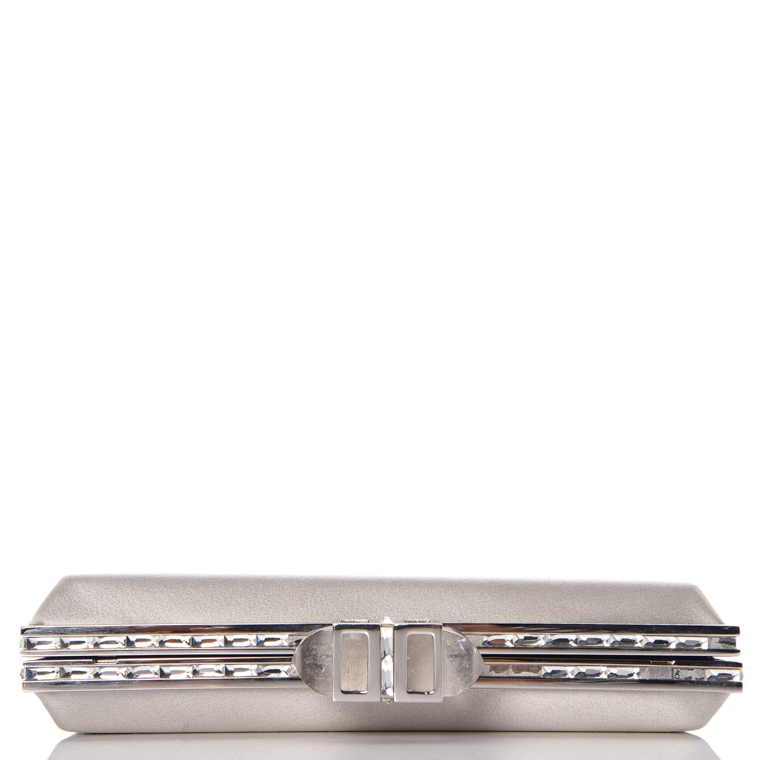Judith Leiber Satin Crystal Framed Evening Clutch Silver 14 of 19