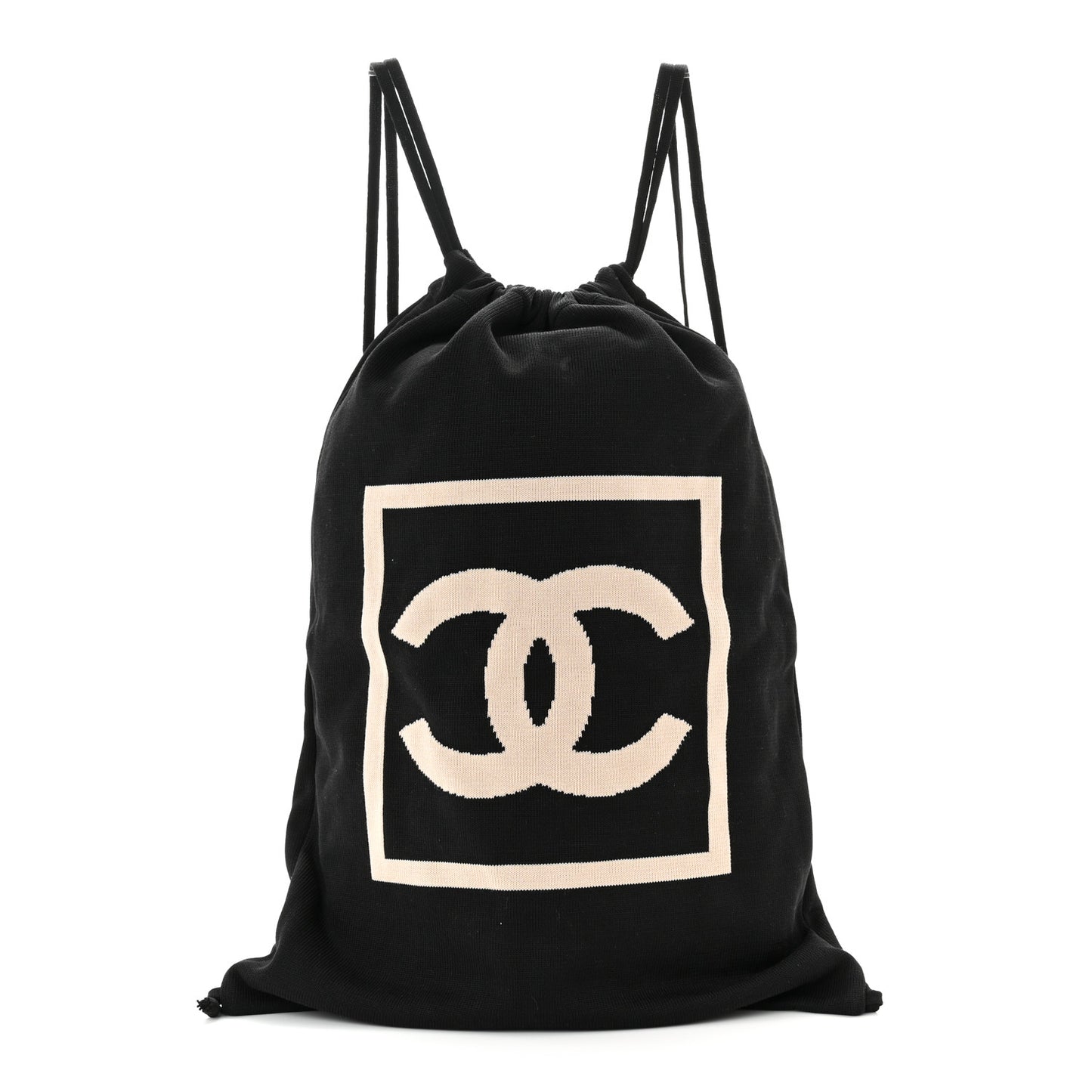 Cotton CC Drawstring Sport Line Backpack Black