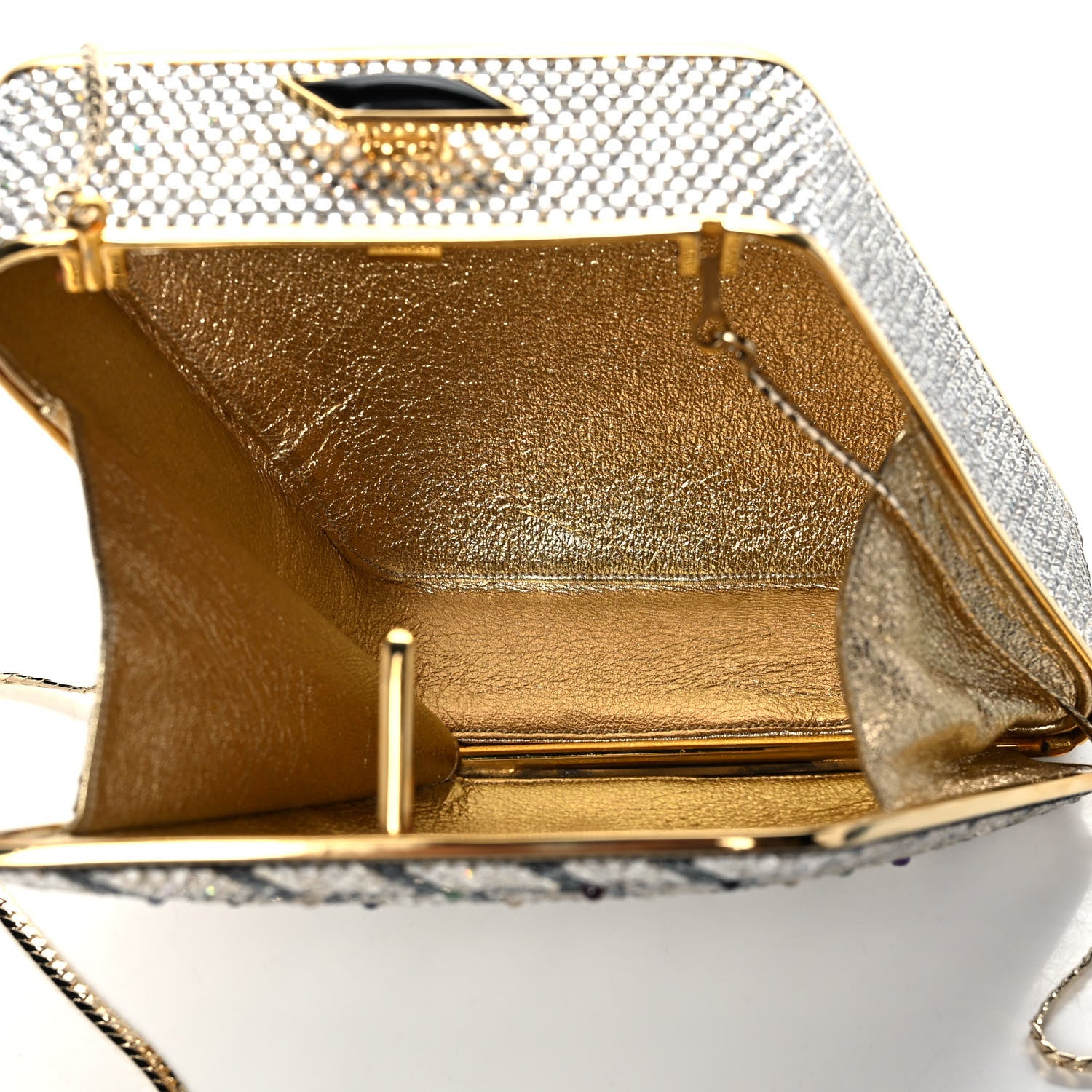 Judith Leiber Crystal Minaudiere Clutch Gold Multicolor 6 of 13