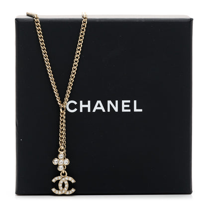 Chanel Crystal Flower CC Lariat Necklace Gold 6 of 6