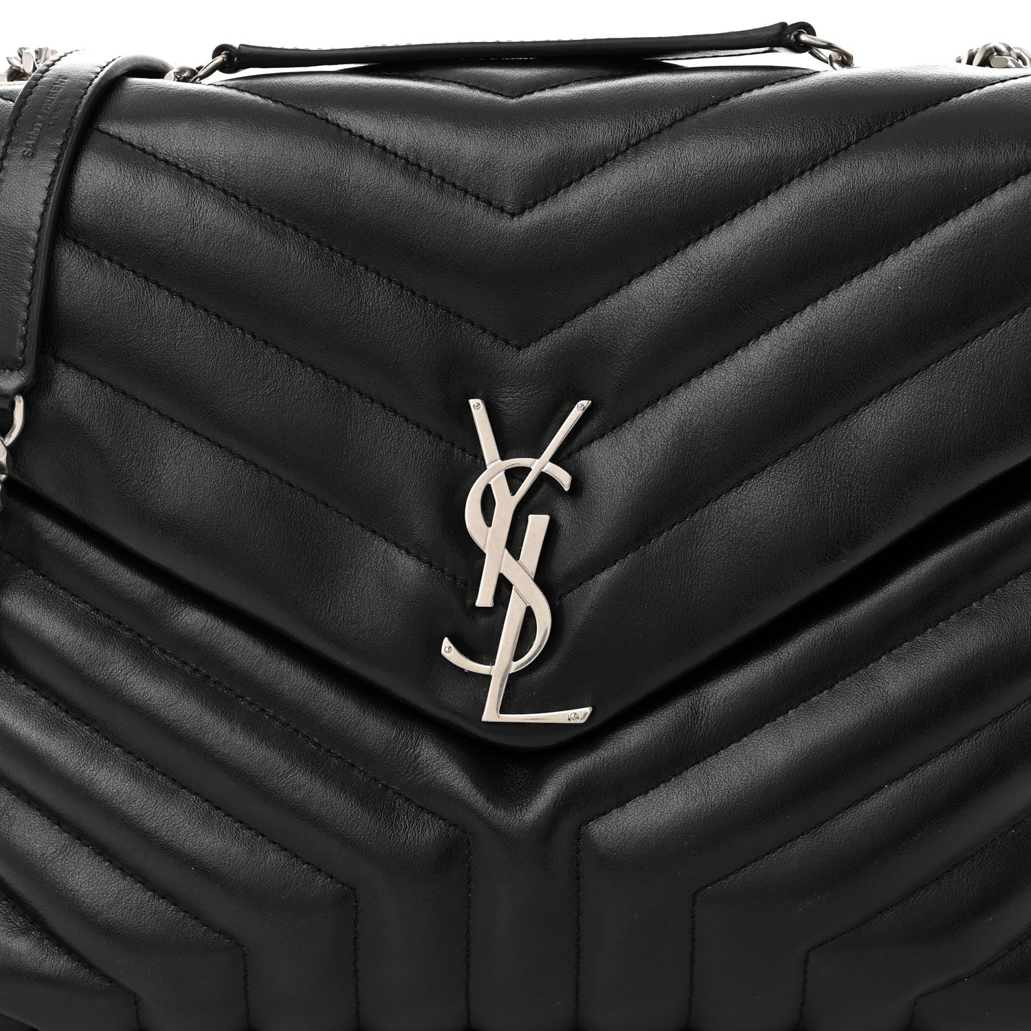 Saint Laurent Calfskin Y Quilted Monogram Medium Loulou Chain Satchel Black 8 of 11