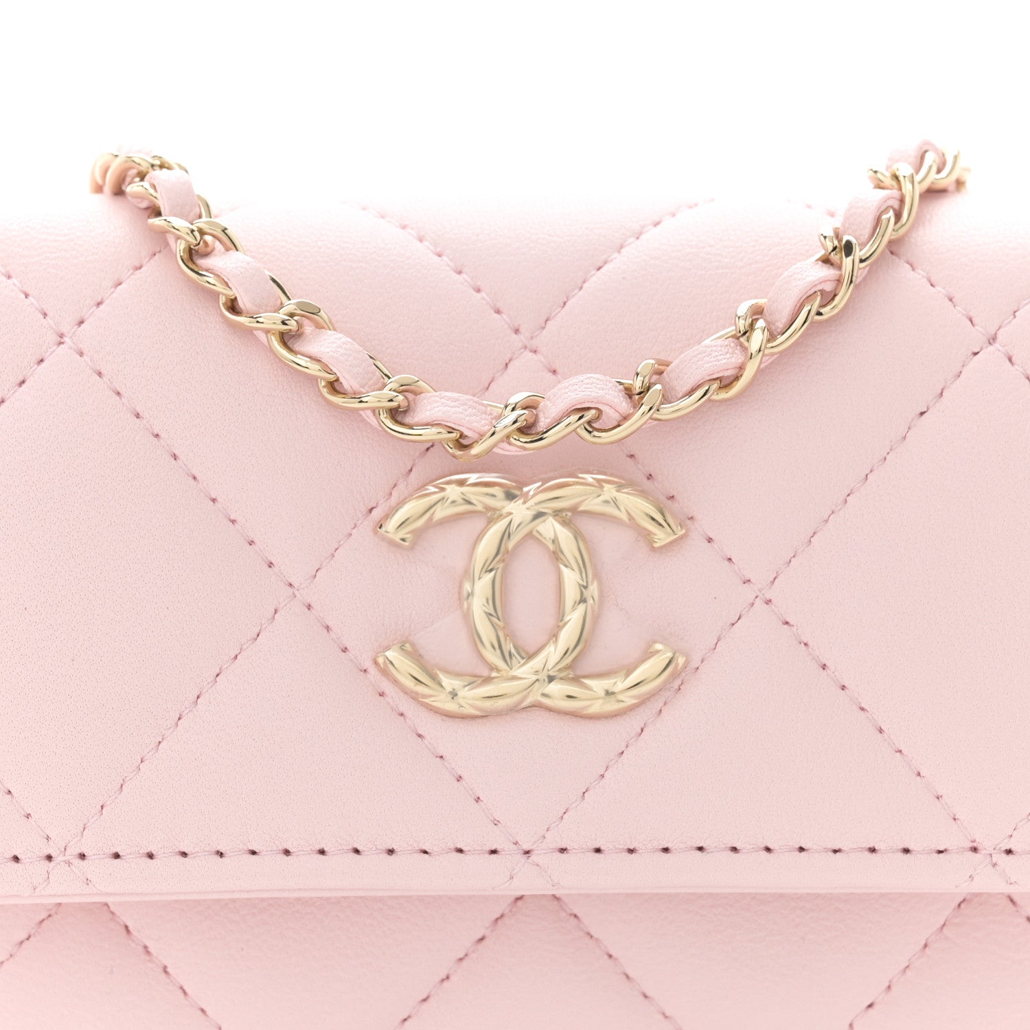 Chanel Lambskin Quilted Chain Around Coin Purse With Chain Light Pink 8 of 11