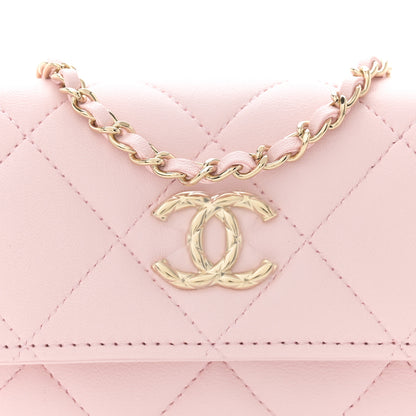 Chanel Lambskin Quilted Chain Around Coin Purse With Chain Light Pink 8 of 11