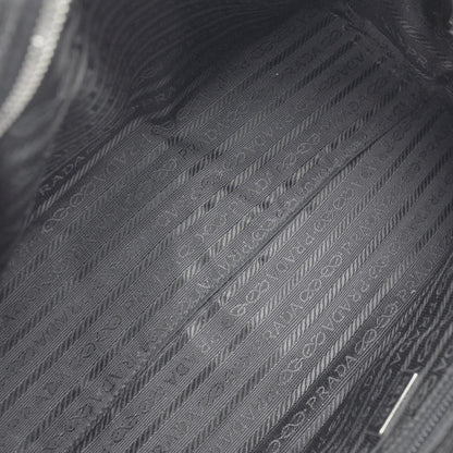 Prada Vitello Drive Perforated Bowling Bag Gesso Black 6 of 12