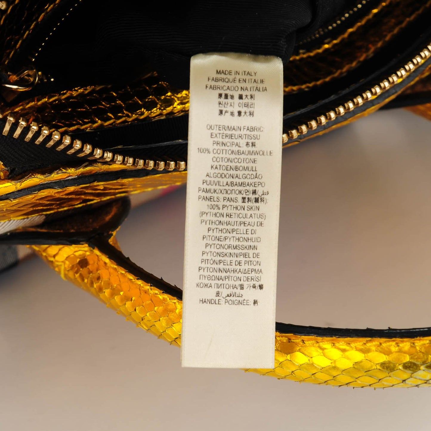 Prorsum House Check Python Medium Blaze Satchel Gold Metallic