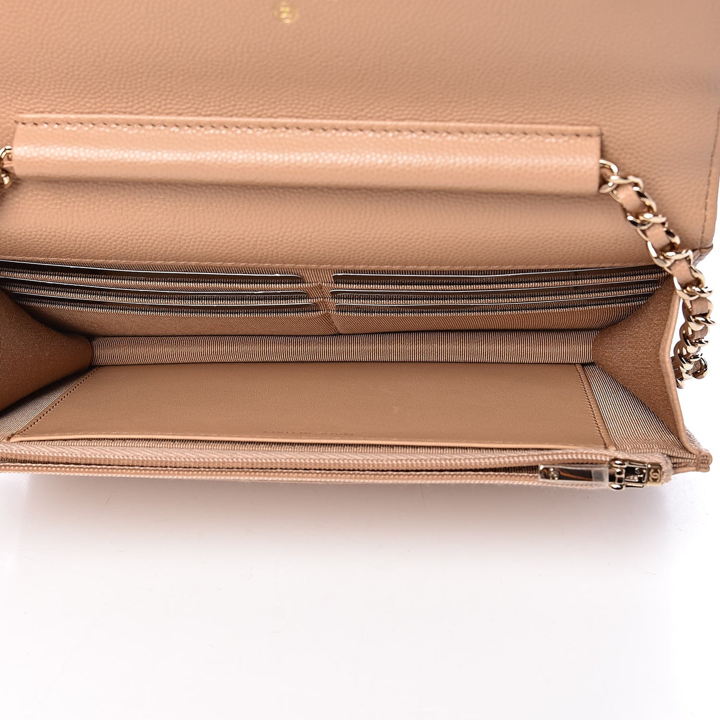 Caviar Quilted Wallet On Chain WOC Beige