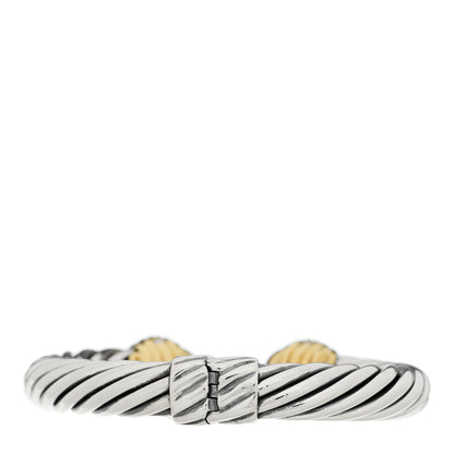 David Yurman Sterling Silver 18K Yellow Gold Diamond 10mm Cable Classics Dome Bracelet 2 of 3