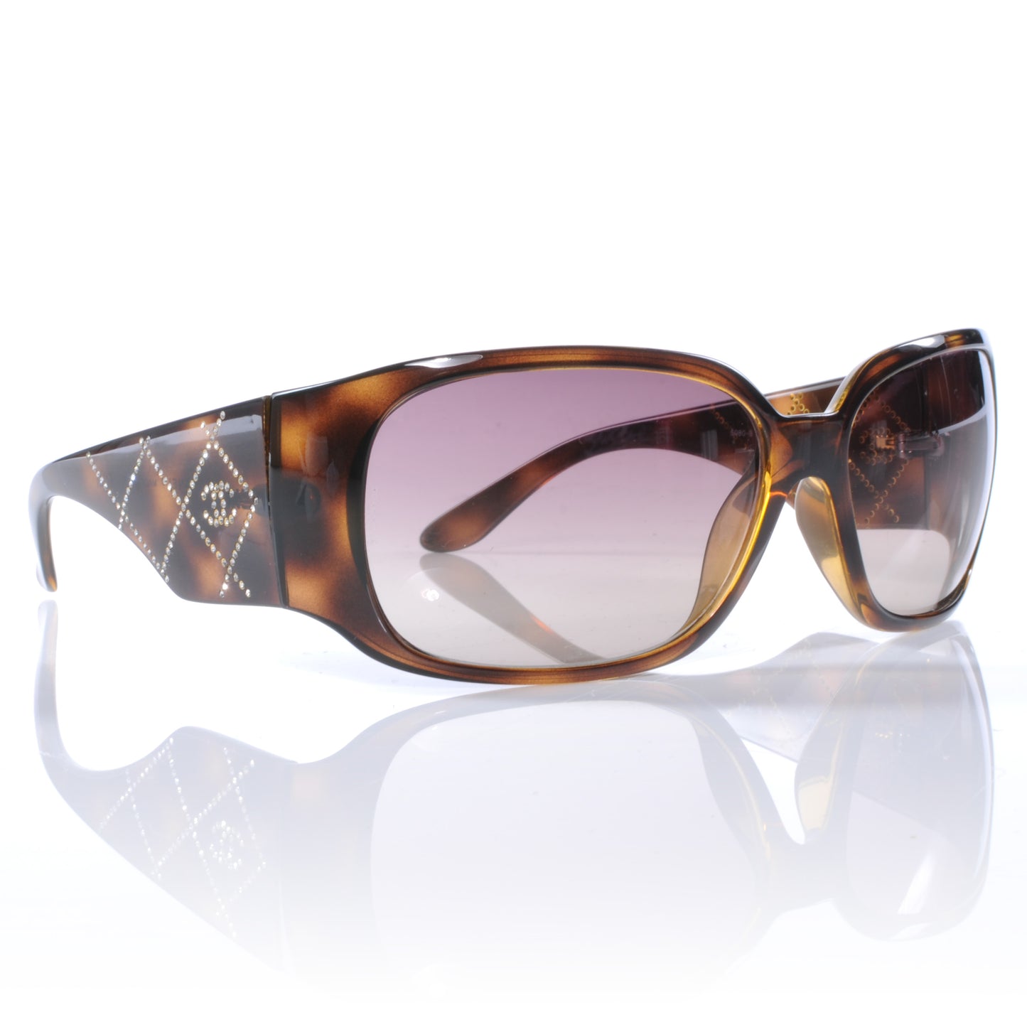 Tortoise Shell Crystal CC Logo Sunglasses 5080 B
