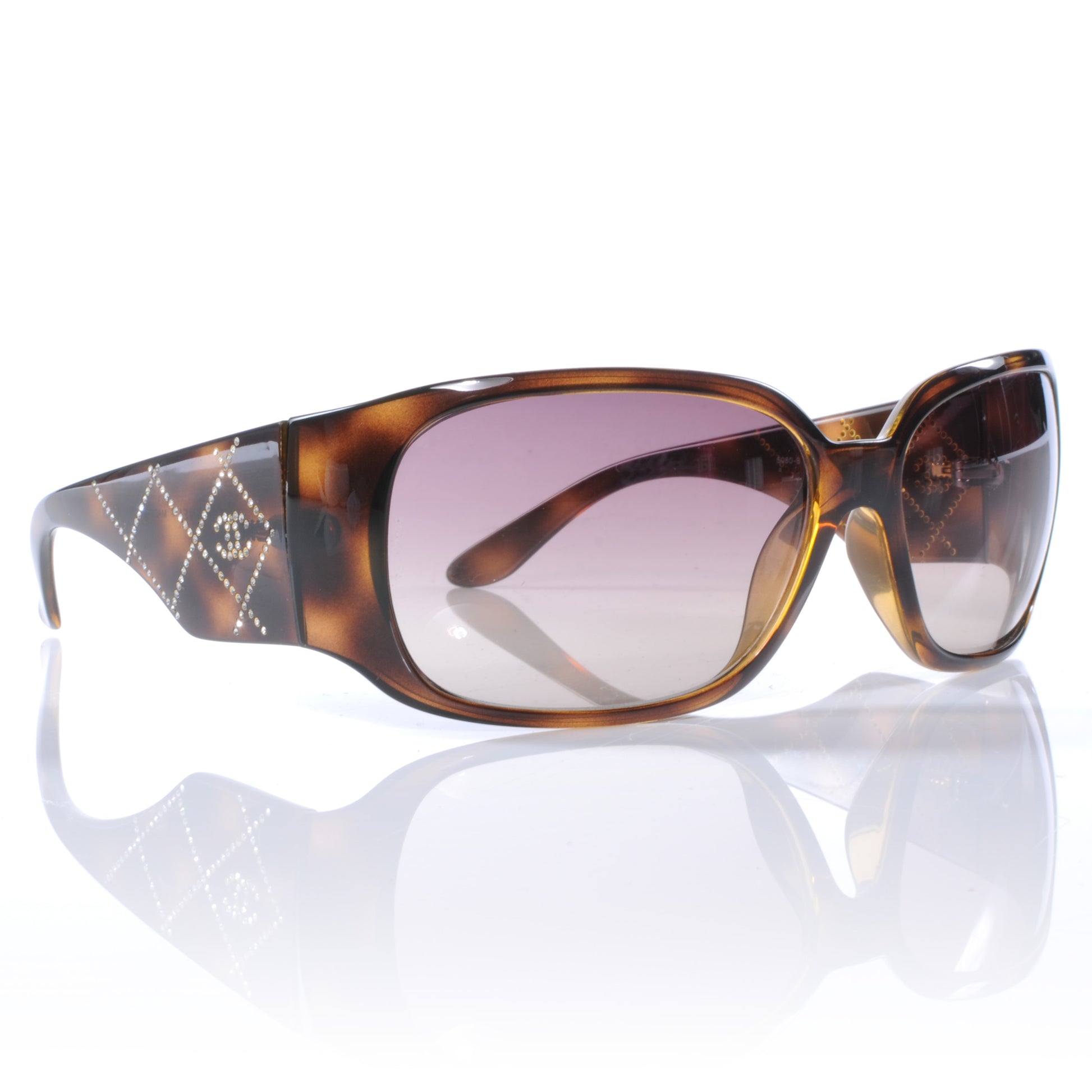 Chanel Tortoise Shell Crystal CC Logo Sunglasses 5080 B 1 of 5