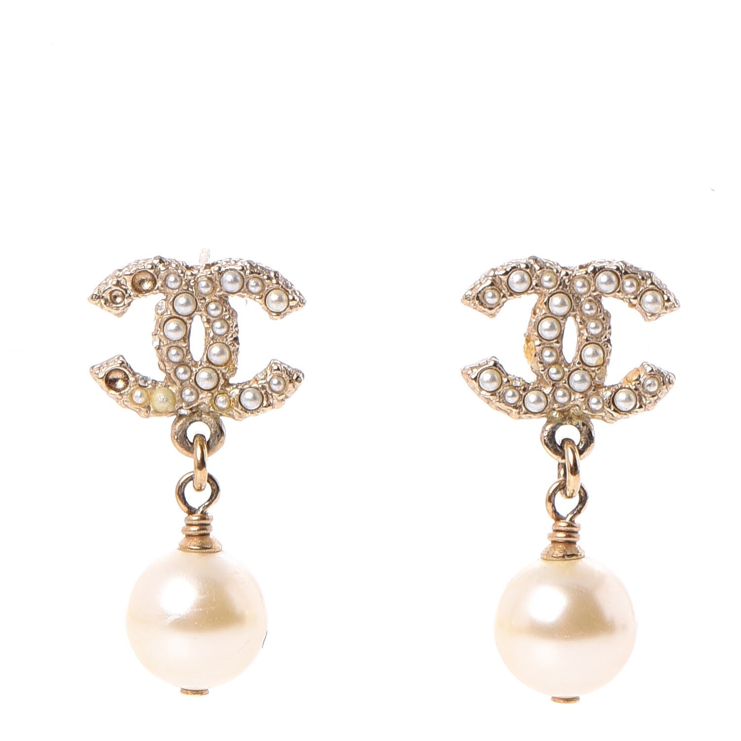 Chanel Pearl CC Drop Earrings Gold 1 of 9
