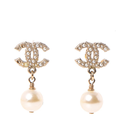 Chanel Pearl CC Drop Earrings Gold 1 of 9