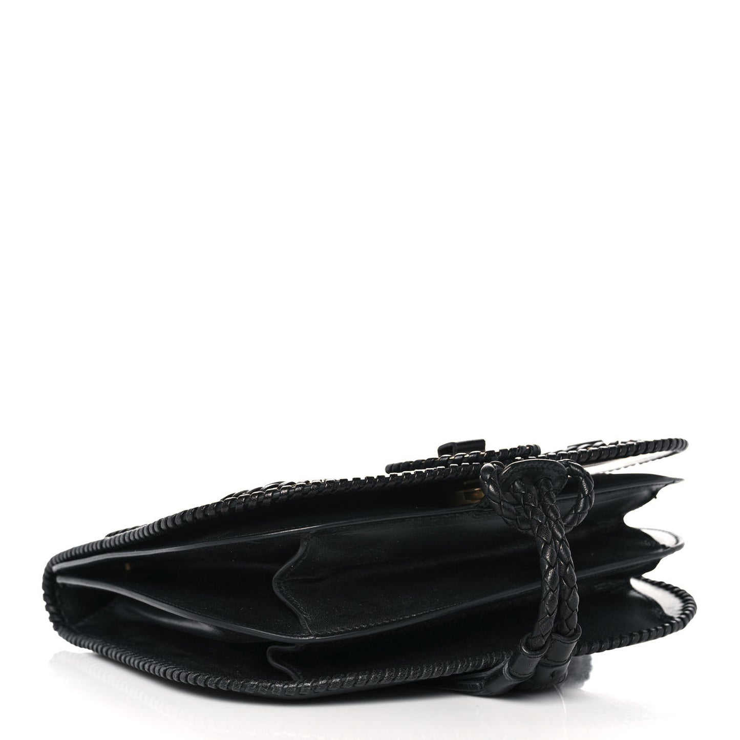 Calfskin Whipstitch Kamelia Shoulder Bag Black