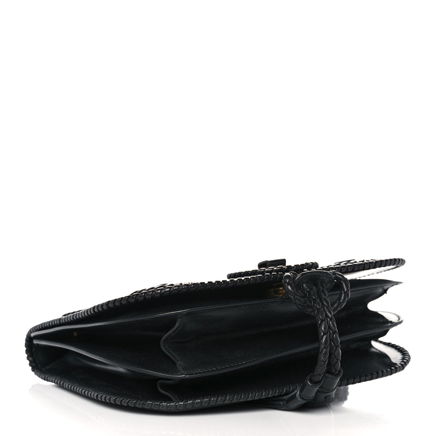 Salvatore Ferragamo Calfskin Whipstitch Kamelia Shoulder Bag Black 4 of 14