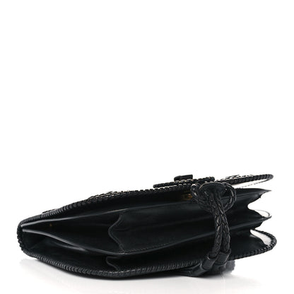 Salvatore Ferragamo Calfskin Whipstitch Kamelia Shoulder Bag Black 4 of 14