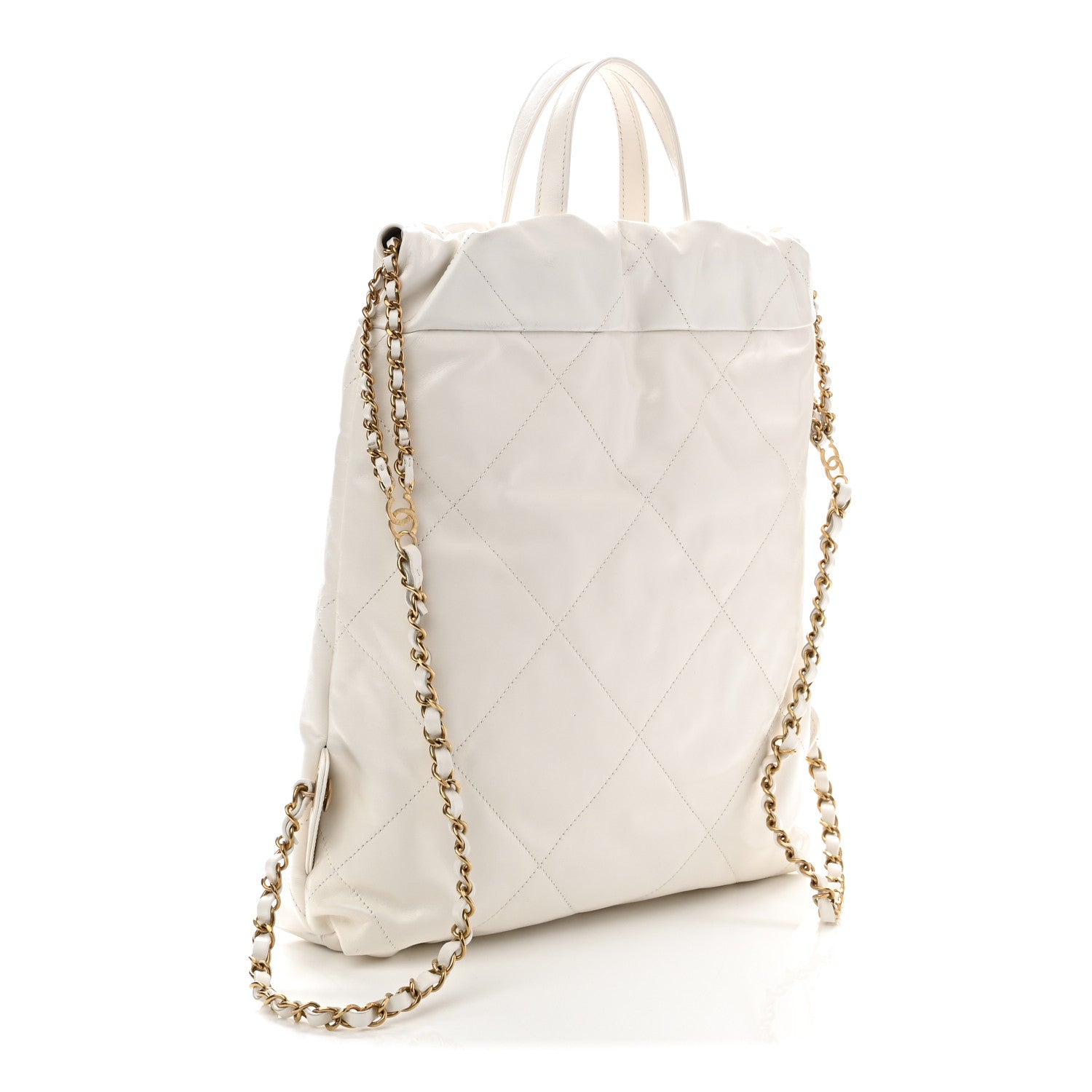 Chanel Shiny Calfskin Quilted Chanel 22 Backpack White 3 of 10