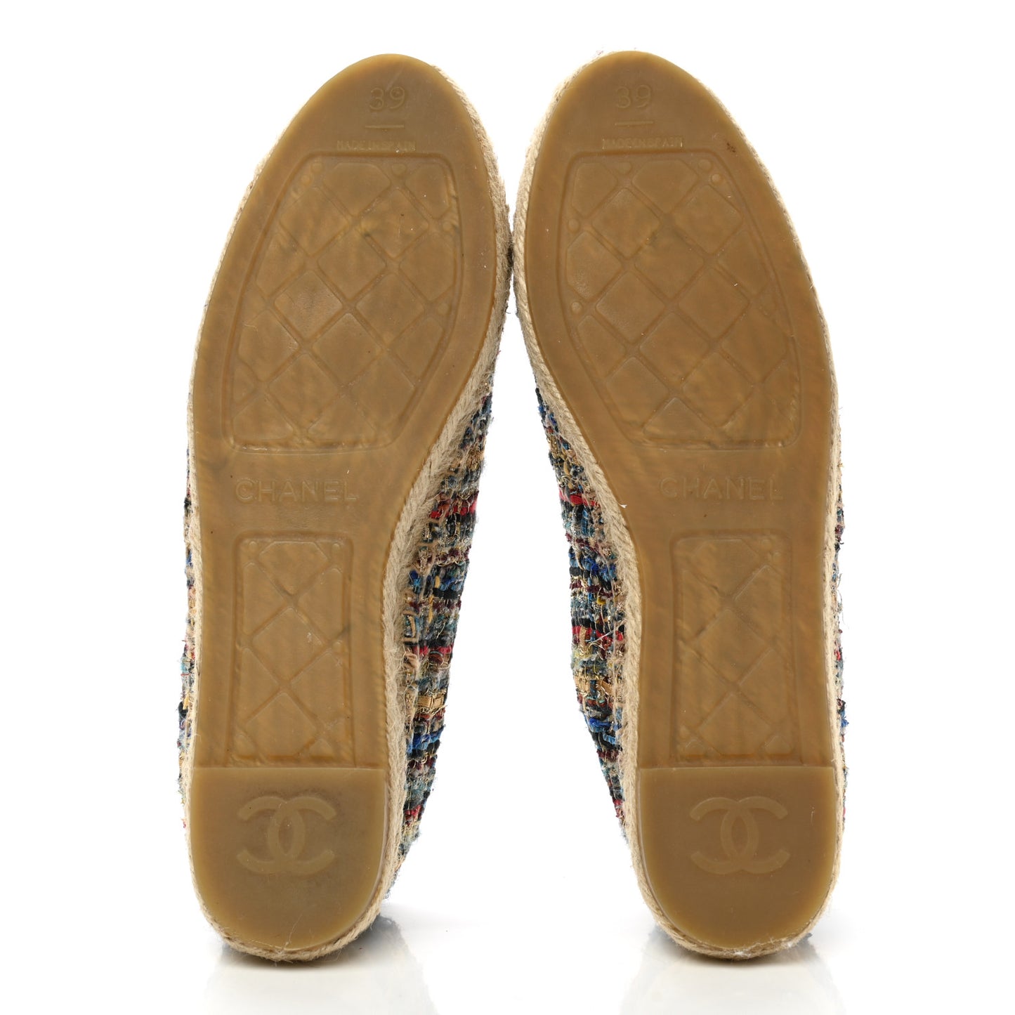 Tweed Grosgrain CC Espadrilles 39 Multicolor Black