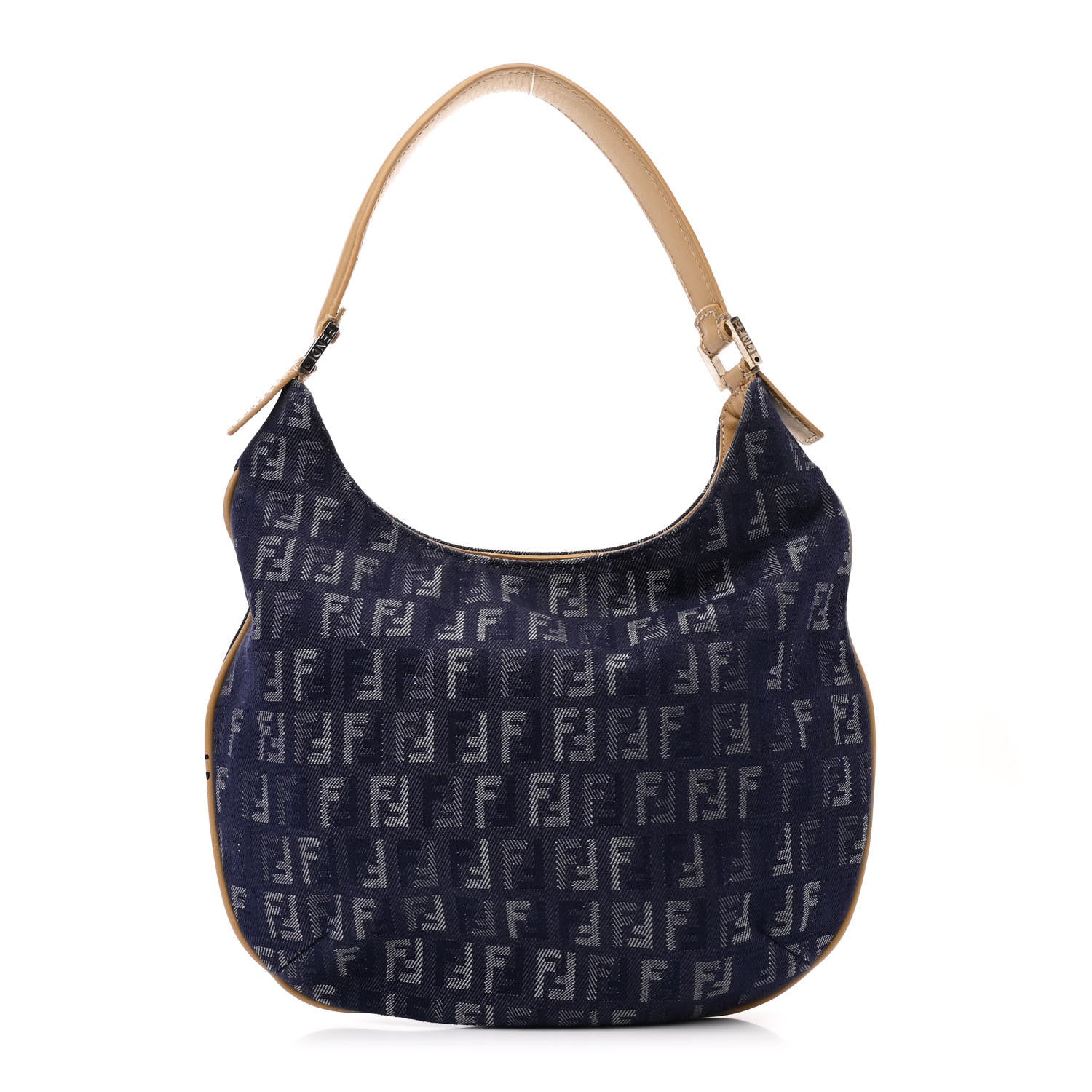 Fendi Denim Zucchino Vitello Hobo Blue 1 of 9