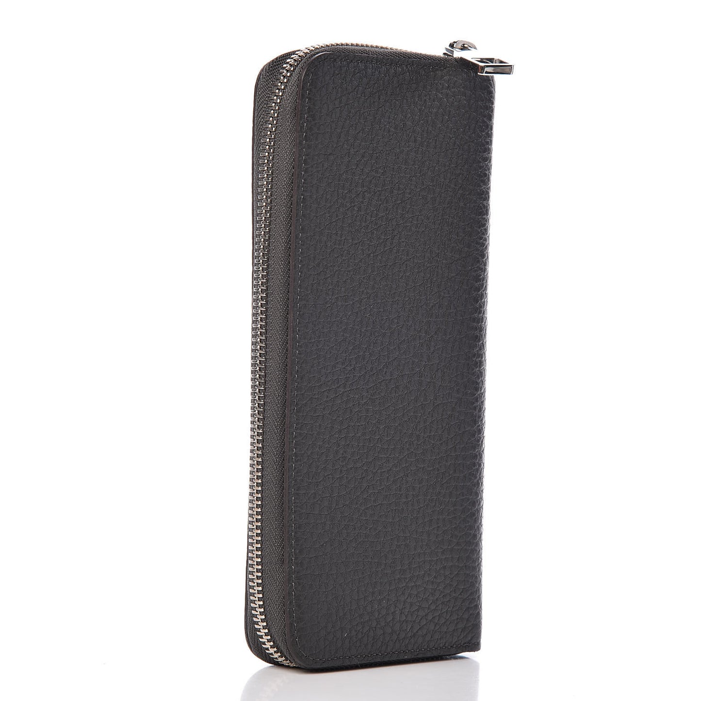Taurillon Vertical Zippy Wallet Charcoal