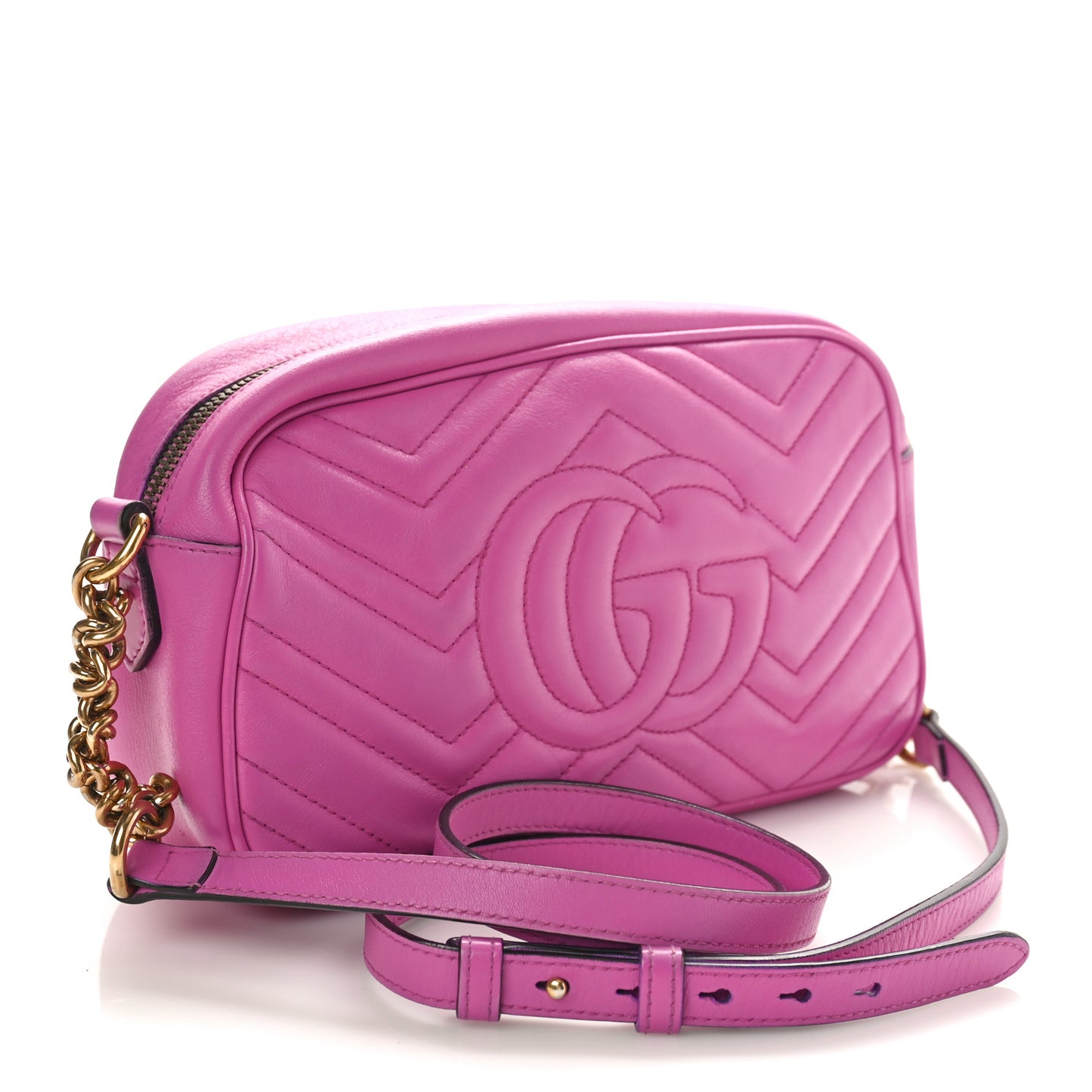 Calfskin Matelasse Small GG Marmont Chain Shoulder Bag Candy Mousse