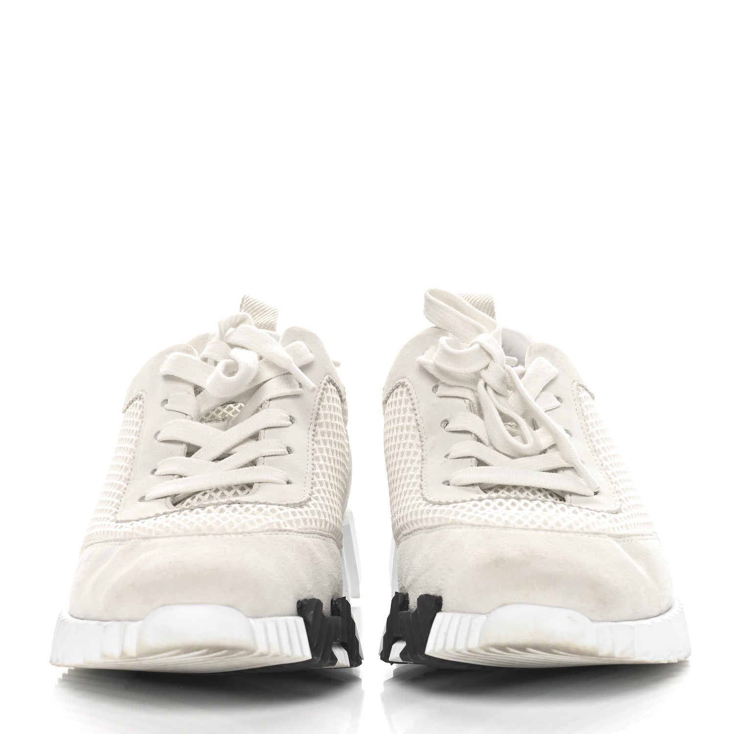 Hermes Graphic Mesh Suede Goatskin Bouncing Sneakers 39 White 2 of 9