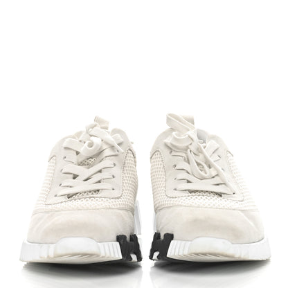 Hermes Graphic Mesh Suede Goatskin Bouncing Sneakers 39 White 2 of 9